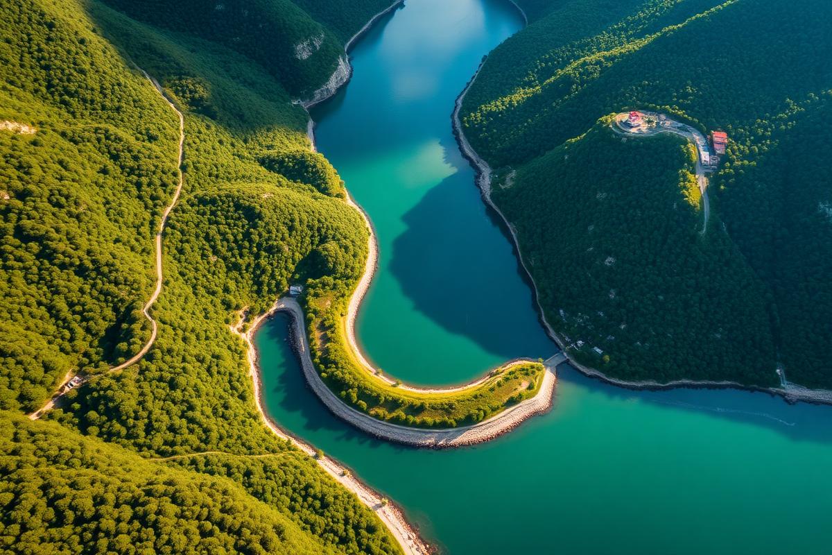 Island monastery surrounded by the still water of Skadar Lake